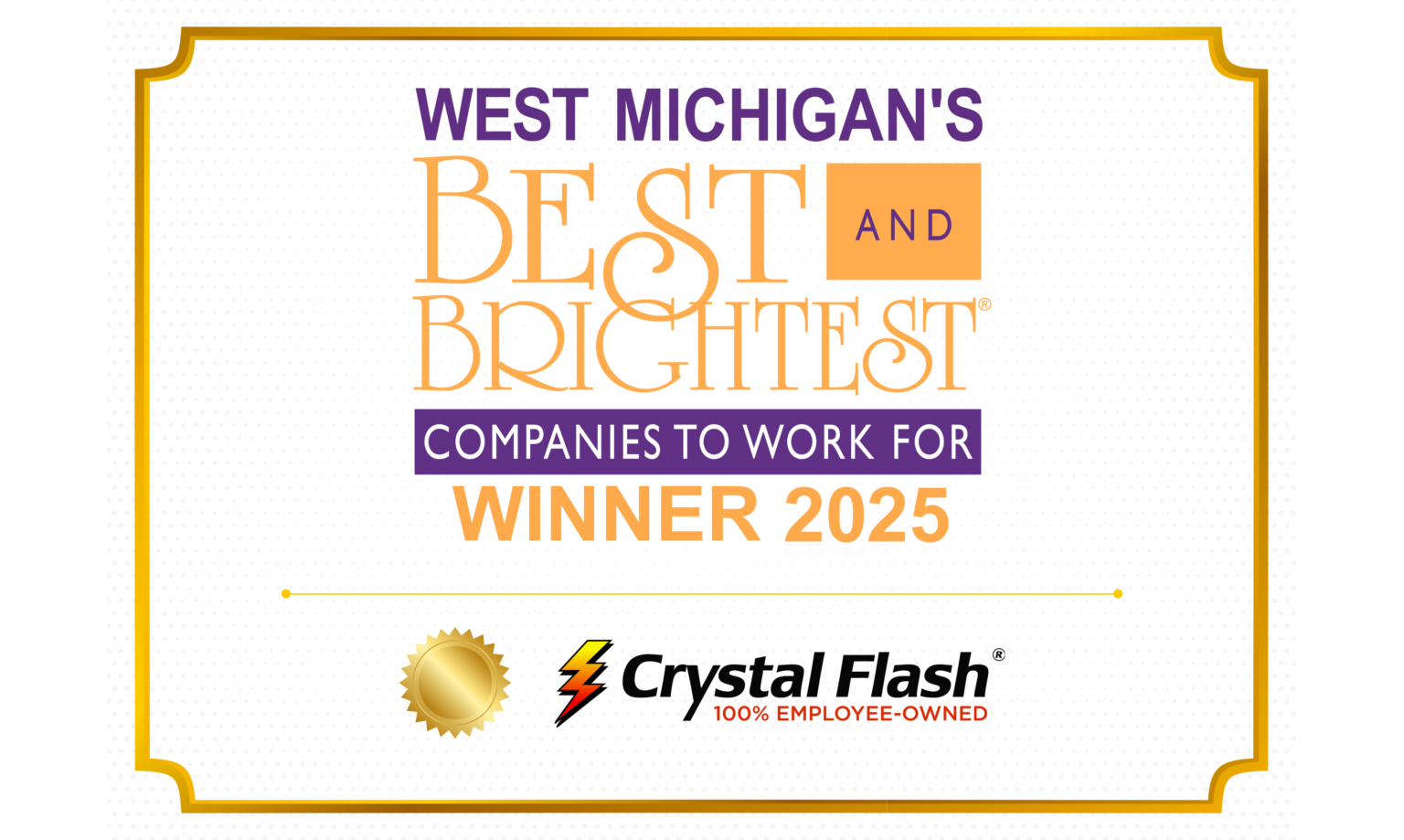 Crystal Flash Best and Brightest Award