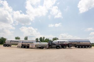 Crystal Flash trucks in parking lot